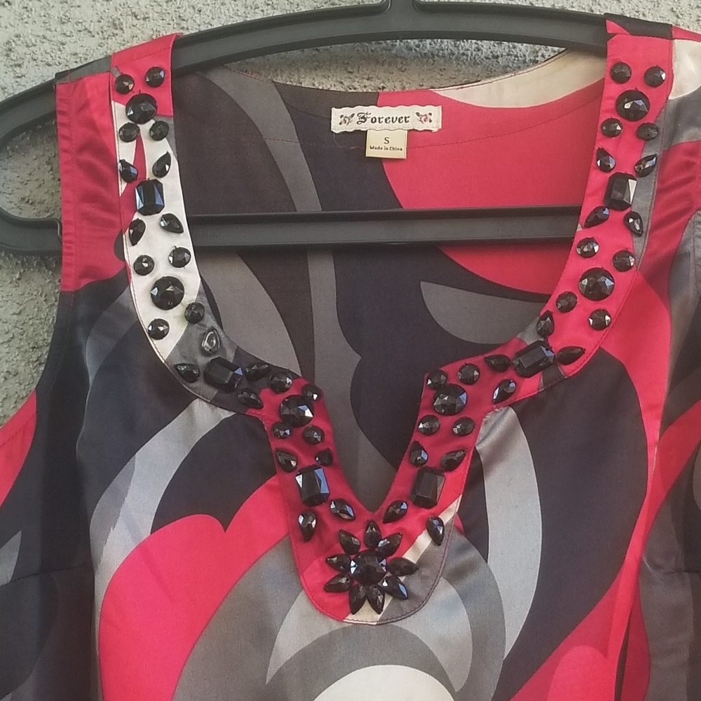 Bold Colorful Beaded Sleeveless Dress